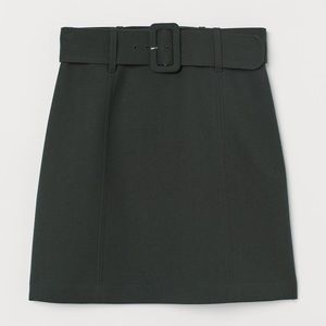 H&M dark green belted skirt 0 new